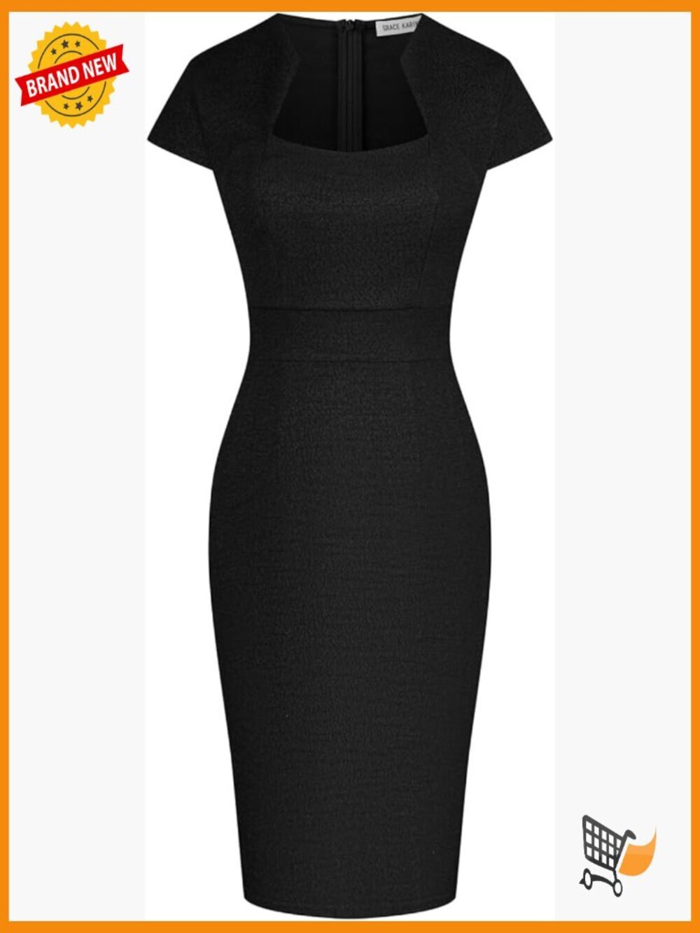 Work Dress Tweed Bodycon Pencil Dress Cap Sleeve Knee-Length